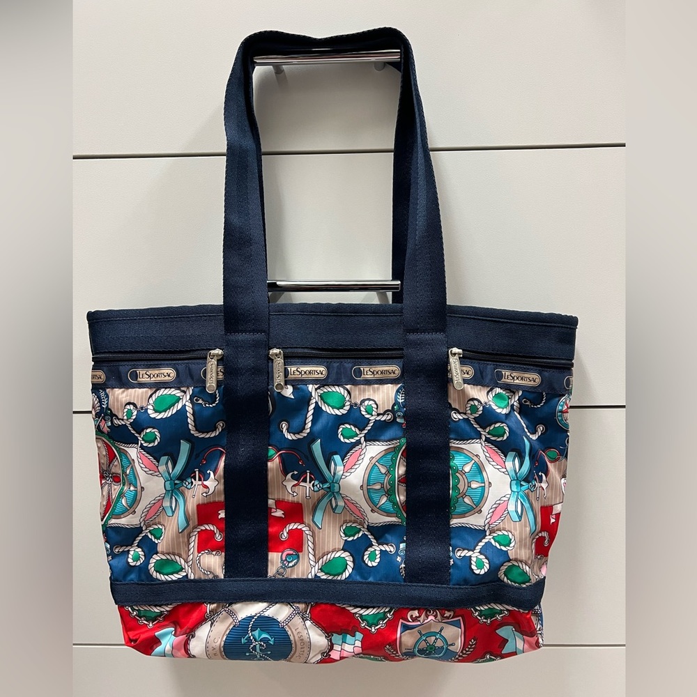 LeSportsac Large Zipper Tote Weekender Bag - Nautical Print